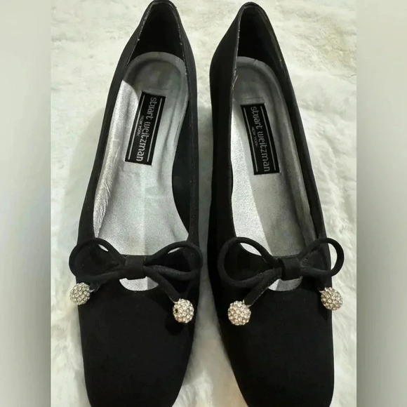 Stuart Weitzman Vintage Bow Rhinestone Heels 80’s 7 1/2 Holiday Sparkle Bridal - Picture 3 of 16